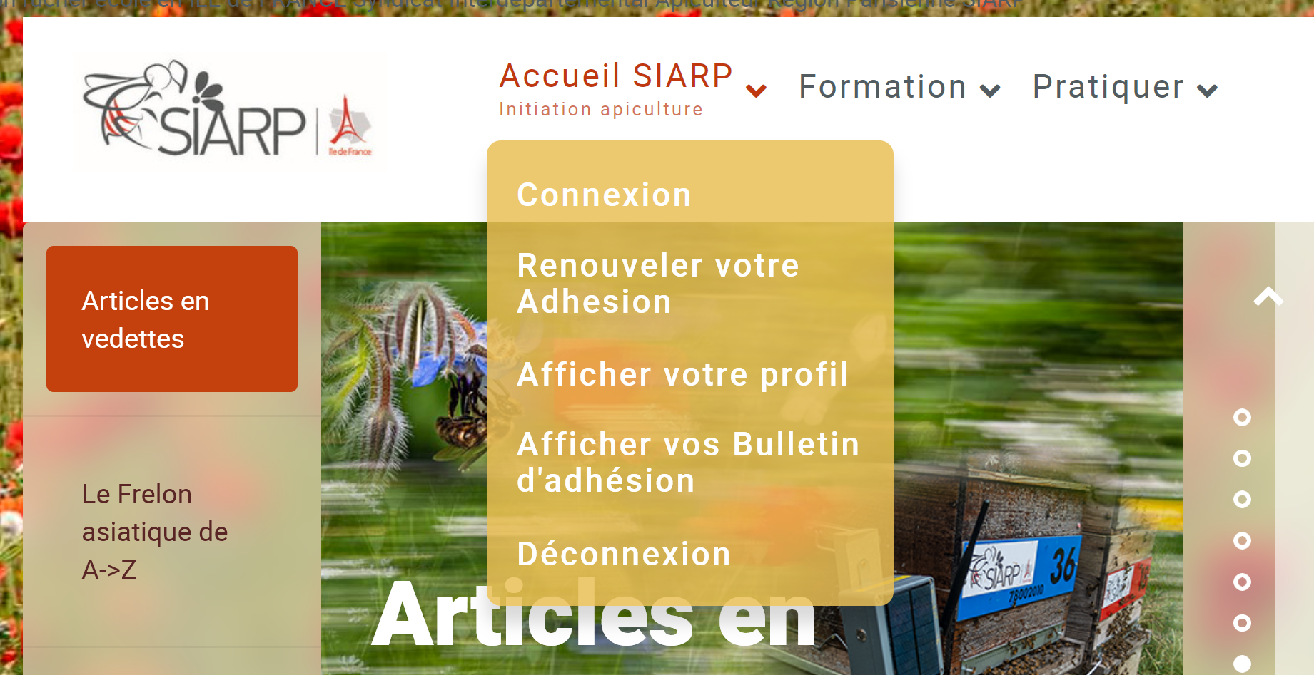 sous menu accueil